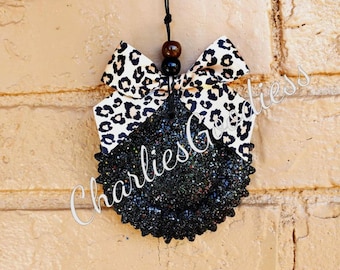 Glitter Sunflower with Leopard Bow Freshie