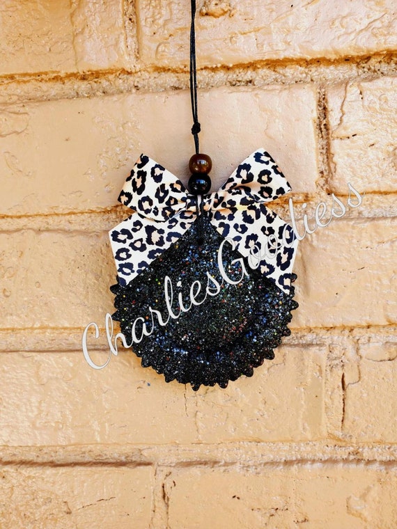 Glitter Sunflower with Leopard Bow Freshie