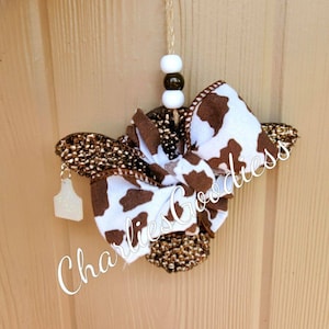 Brown and White Cow Print Bow Cow Freshie