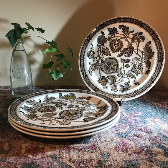Ridgway Ironstone Jacobean Large Dinner Plates Etsy