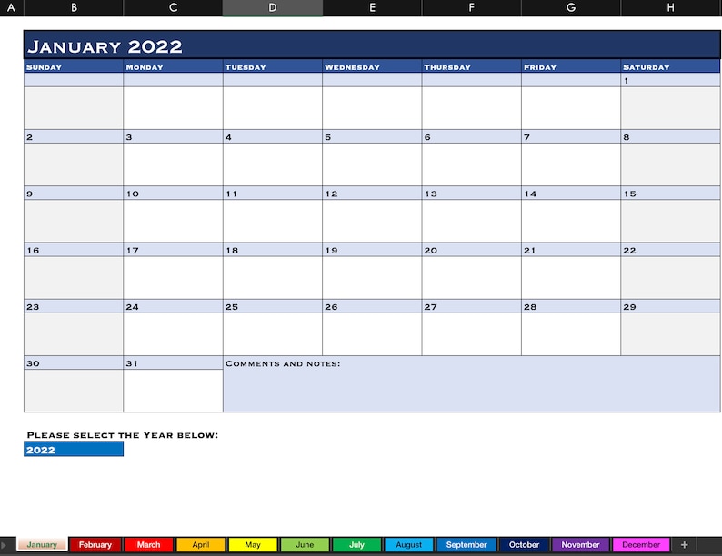 Calander 225 2022 - 2025 Printable Yearly Calendar Planner - Etsy