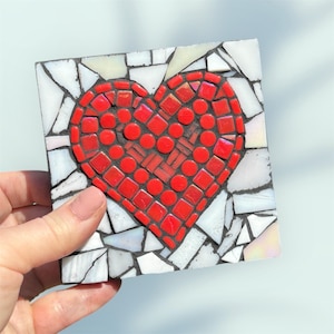 Mixed Tile Heart Mosaic Picture – Handmade Glass Art