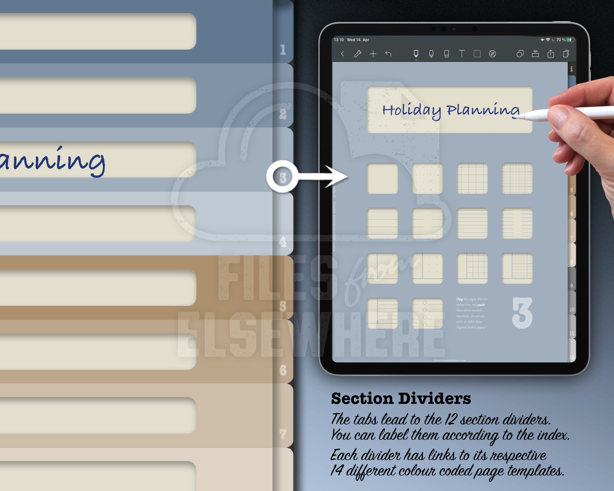 Digital Notebook With 12 Hyperlinked Sections. Noteshelf Notability ...