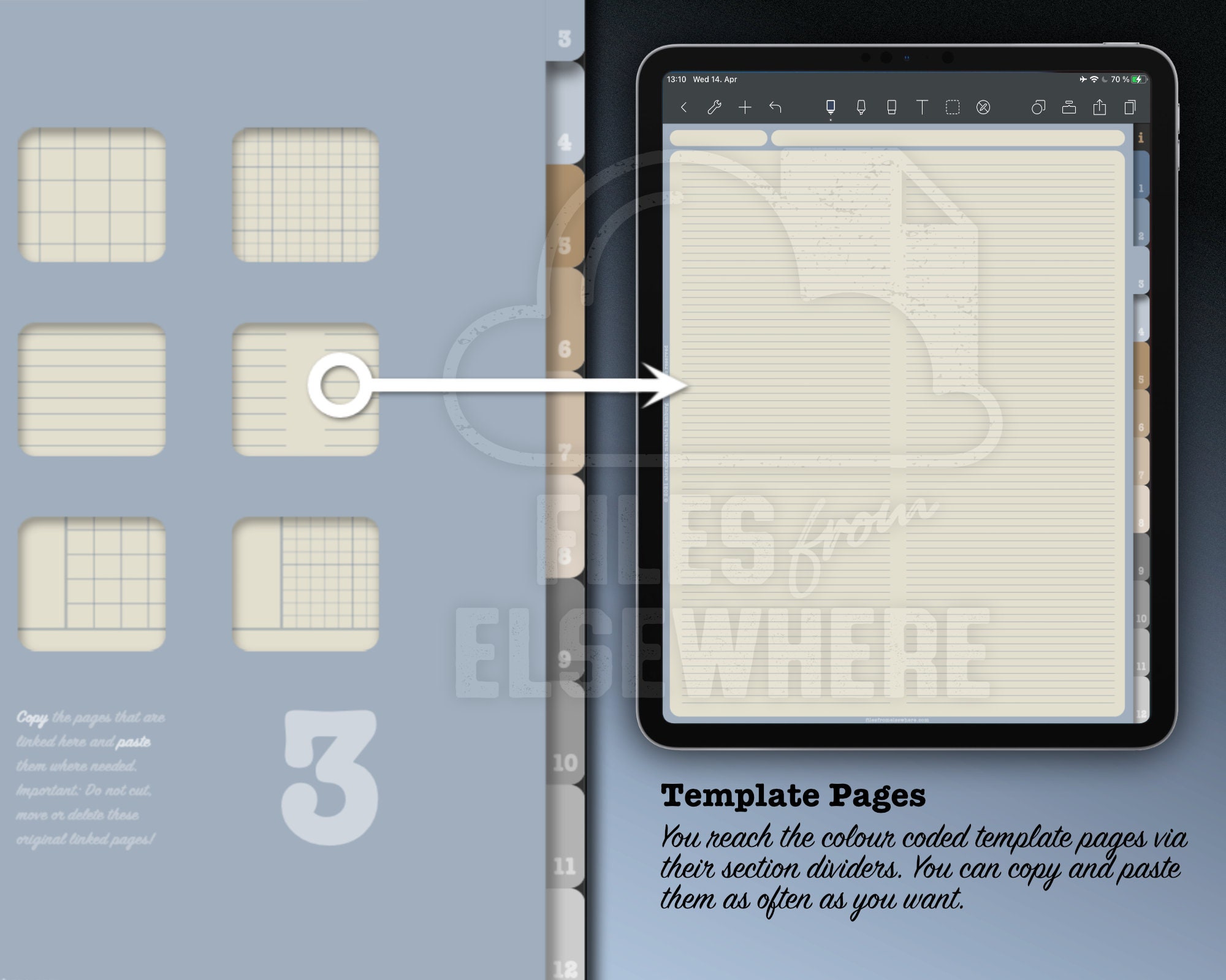 Digital Notebook With 12 Hyperlinked Sections. Noteshelf Notability ...