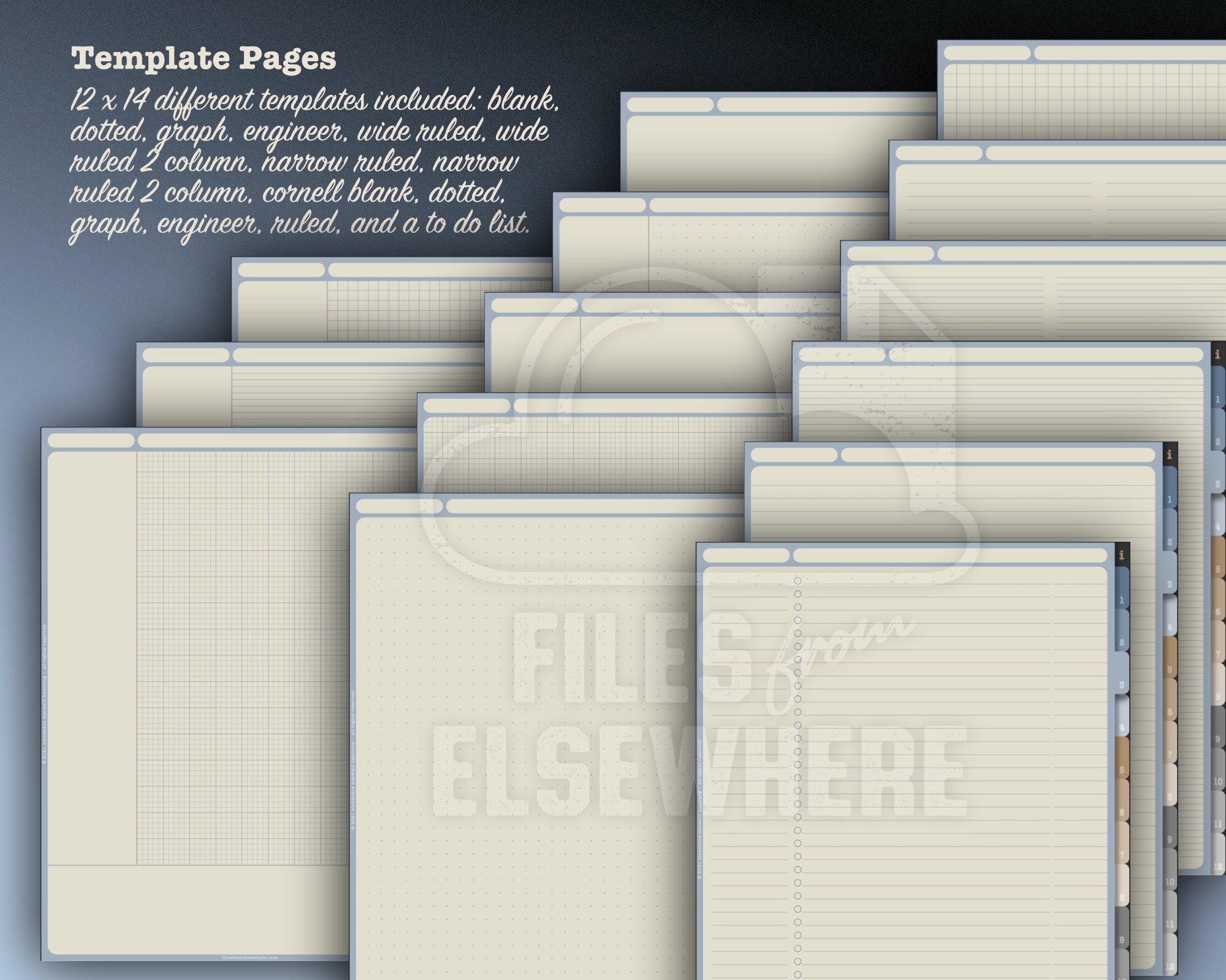 Digital Notebook With 12 Hyperlinked Sections. Noteshelf Notability ...