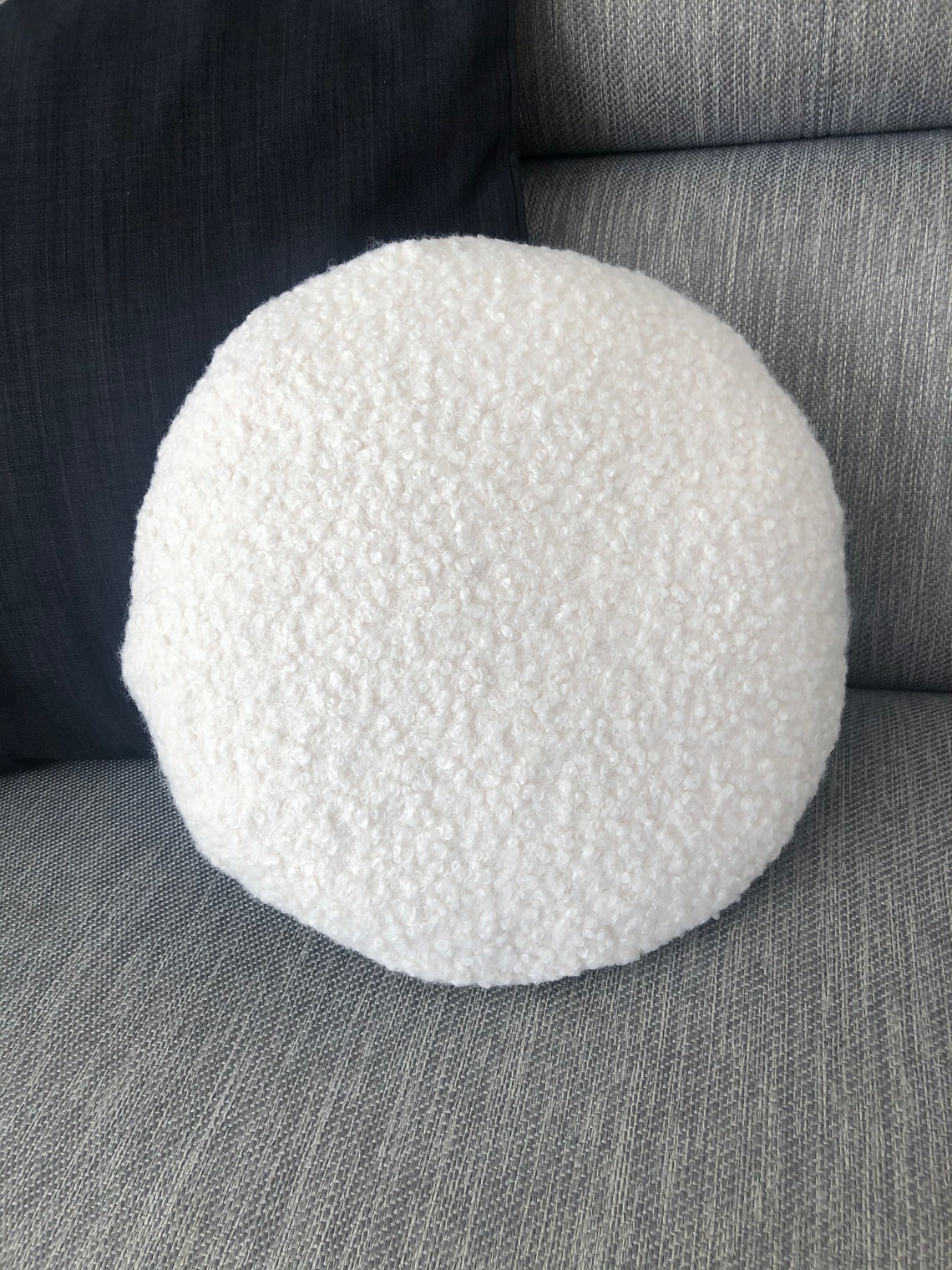 Boucle Cream Round Cushion Pillow 14 Etsy