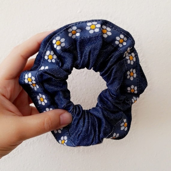 Denim Scrunchie, Blue Hair Scrunchie, Cotton Scrunchie 