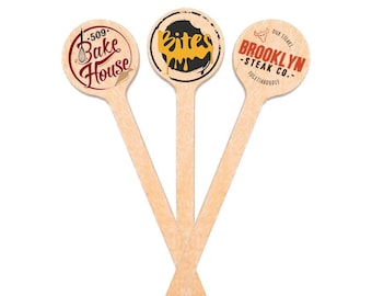 Brochetas personalizadas de 4 pulgadas con logotipo impreso a color