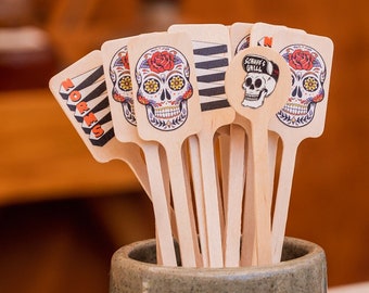 Brochetas personalizadas de 6 pulgadas con marca: Palillos para comida y bebida con impresión a color