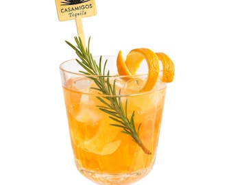 Agitadores de bebidas personalizados de 6 pulgadas - Rectángulo horizontal de bambú