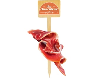 Palillos de bambú personalizados para embutidos gourmet de 4,75 pulgadas - Rectángulo horizontal