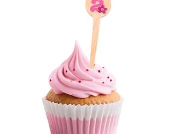 Adornos personalizados para cupcakes de 4 pulgadas - Punta redonda (puntiaguda) - Impresión a color