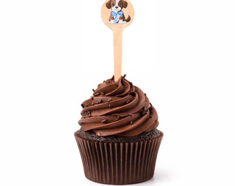 Adornos para cupcakes personalizados con foto de mascota de 4 pulgadas - Punta redonda (puntiaguda)