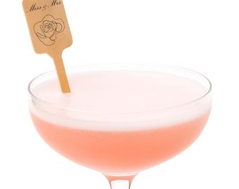 Agitadores de bebidas personalizados para bodas de 6,25 pulgadas - Tapa rectangular - Impresión a color