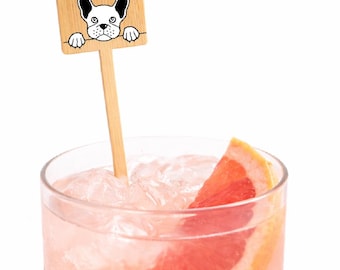 Agitadores de bebidas personalizados con foto de mascota de 6 pulgadas - Rectángulo horizontal de bambú