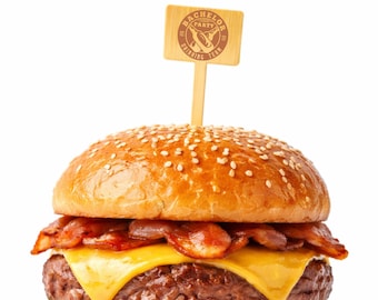 Palillos personalizados para hamburguesas de despedida de soltero de 15 cm - Rectángulo horizontal de bambú