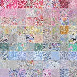 50-80 Squares Liberty Fabric Tana Lawn 2.5, 4.5, 5.5 or 10 Inch (Rainbow)