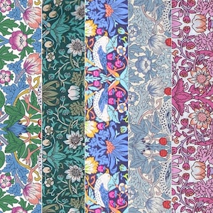 5 Piece Bundle Liberty Fabric Tana Lawn (Strawberry Thief)