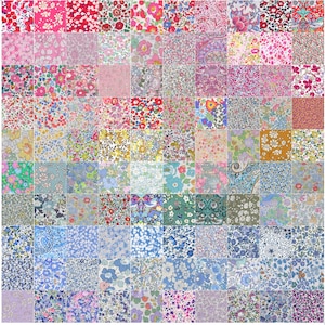 50-100 Quadrate Liberty Fabric Tana Lawn 6, 4,5, 5,5 oder 10 Zoll (Rainbow)