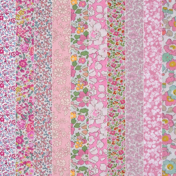 10 Pack Bundle Liberty Fabric Tana Lawn (Pinks)