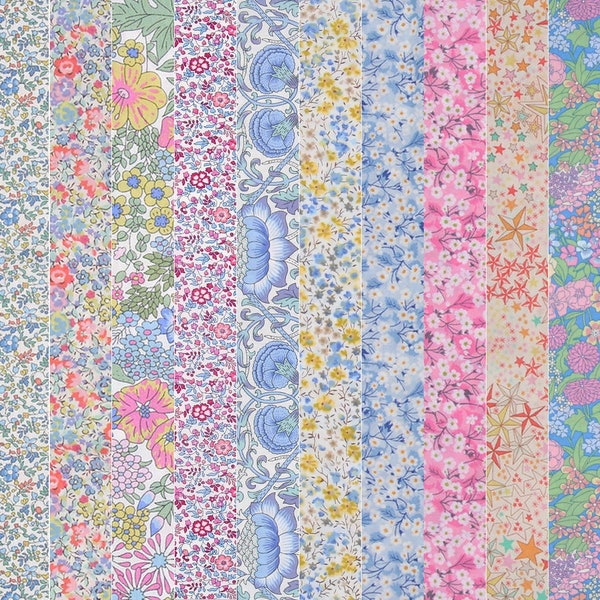 10 Pack Bundle Liberty Fabric Tana Lawn (Pastels)