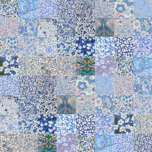 10-30 Squares Liberty Fabric Tana Lawn 2.5, 4.5, 5.5 or 10 Inch (Blues)
