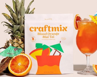 Craftmix Cocktail Mix Blood Orange Mai Tai Flavor, Skinny Natural Non GMO Craft Drink Mixer Set Kit, Liquor & Non Alcoholic Mocktail 12 Pack