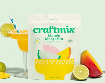 Craftmix Cocktail Mix Mango Margarita Flavor, Skinny Natural Low Calorie Craft Drink Mixer Set Kit, Liquor & Non Alcoholic Mocktail 12 Pack