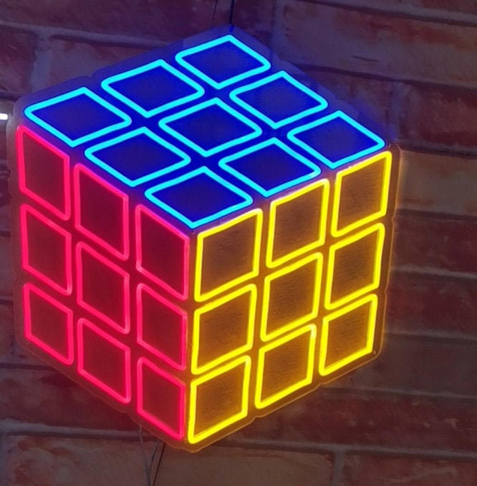 Rubik's Cube Neon Signneon Lightgame Room Neon Signneon Etsy UK