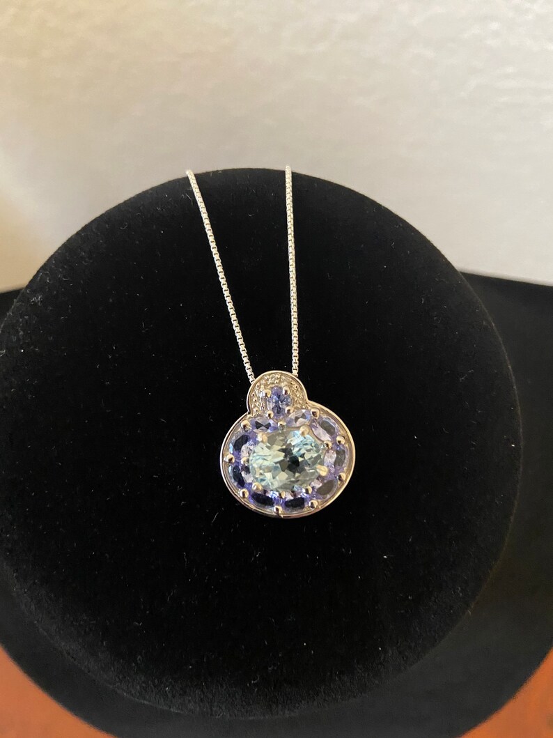 Blue topaz and tanzanite pendant necklace