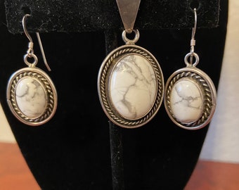 Southwest jewelry howlite stone enhancer and earrings.