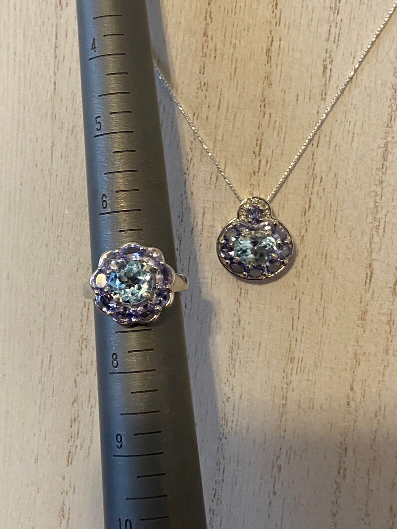 Blue topaz and tanzanite pendant necklace