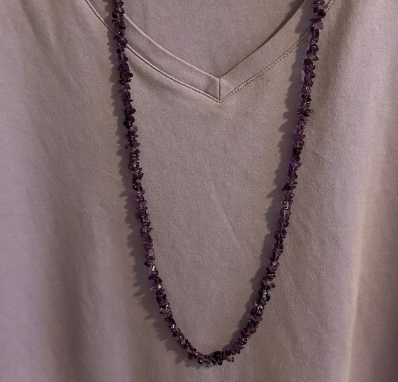 Amethyst chip necklace 36” - image 1