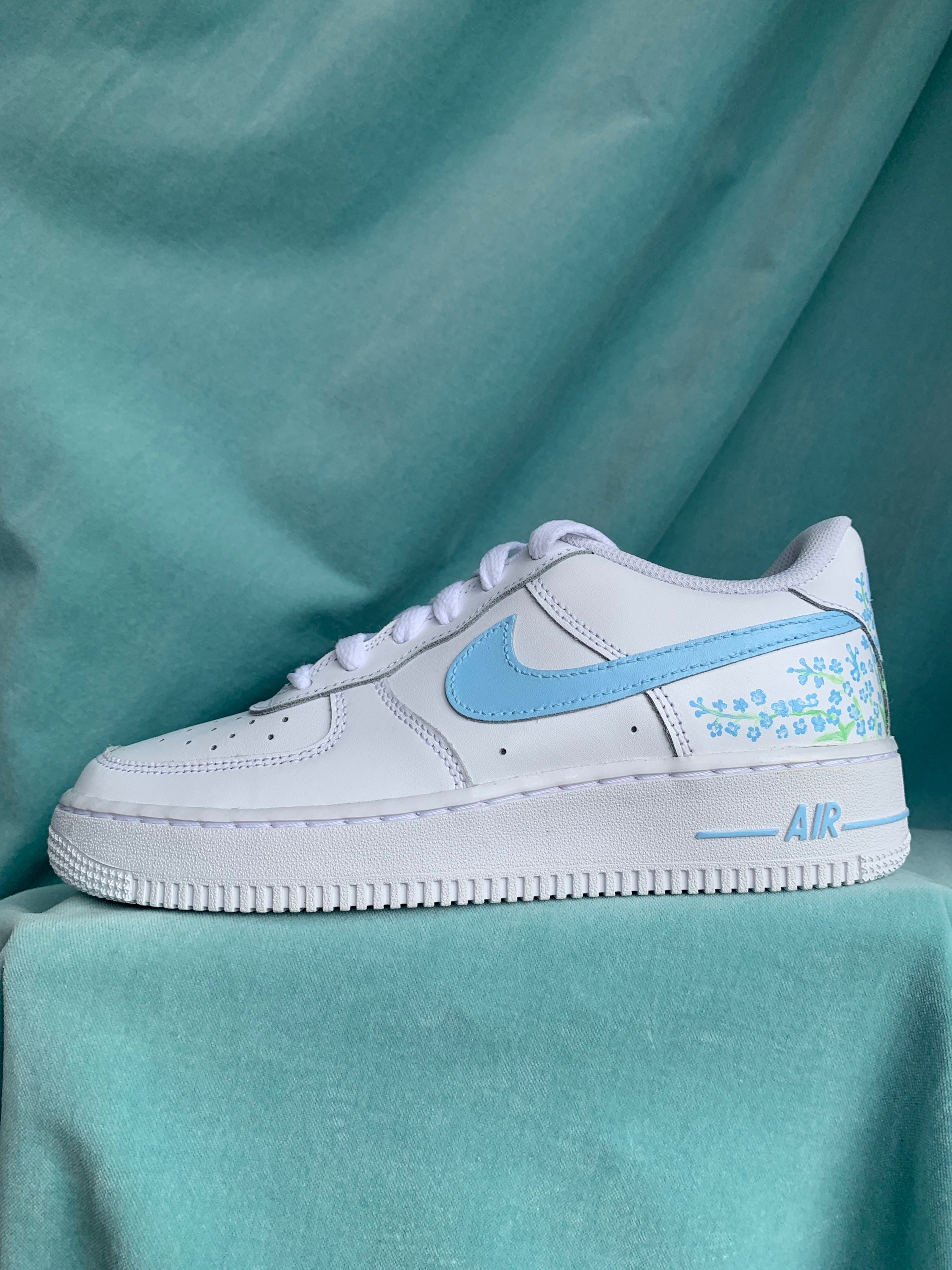 Custom AF 1 x Blue Flower handbemalt Sneaker Airforce 1 | Etsy