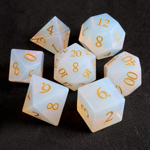 Full Set Opal Warlock Dnd Dice Set |Gemstone Dnd Dice Set| Dungeons and Dragons Tabletop RPG Game MTG Role Polyhedral Dice Set