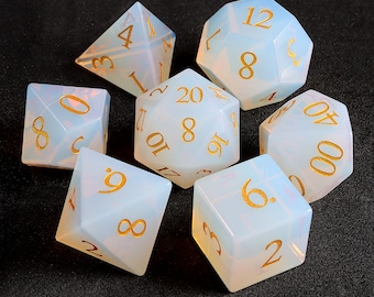 Full Set Opal Warlock Dnd Dice Set |Gemstone Dnd Dice Set| Dungeons and Dragons Tabletop RPG Game MTG Role Polyhedral Dice Set
