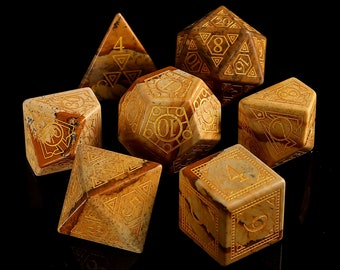 Natural African Picture Stone Dice Set| Desert Stone Dice Set |Stone Dungeons and Dragons Tabletop RPG Game MTG Role Polyhedral Dice Set