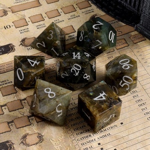 Natural Labradorite DnD Dice Set |Gemstone Dnd Dice Set| Dungeons and Dragons Tabletop Gaming RPG DND Role Polyhedra Gming Dice Set