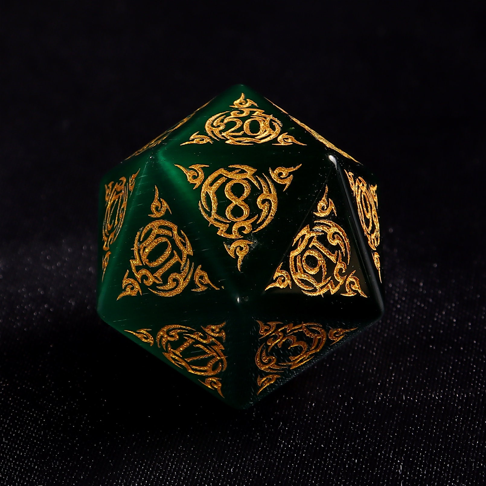 Set Dadi Poliedrici Occhio Di Gatto Blu Pietra Preziosa Per Dungeons And Dragons - Sage's