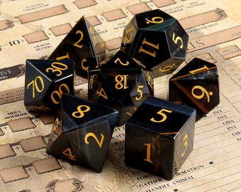 Natural Blue Tiger Eye DnD Dice Set |Gemstone Dnd Dice Set| Dungeons and Dragons Tabletop Gaming RPG DND Role Polyhedra Gming Dice Set