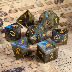 Natural Labradorite DnD Dice Set |Gemstone Dnd Dice Set| Dungeons and Dragons Tabletop Gaming RPG DND Role Polyhedra Gming Dice Set