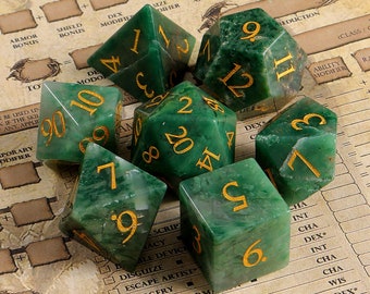 Natural African Jade DnD Dice Set |Gemstone Dnd Dice Set| Dungeons and Dragons Tabletop Gaming RPG DND Role Polyhedra Gming Dice Set