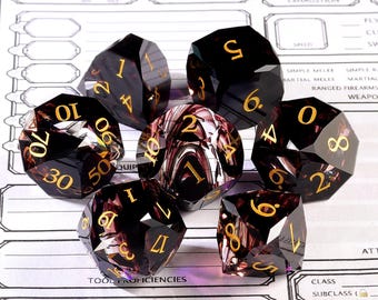 Dark Purple Aurora Star Faceset Multi-faceted Prism Glass Dice|Fantastic Dnd Glass Dice Set |Gemstone Dice Set|