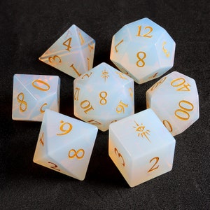Full Set Opal Warlock Dnd Dice Set |Gemstone Dnd Dice Set| Dungeons and Dragons Tabletop RPG Game MTG Role Polyhedral Dice Set