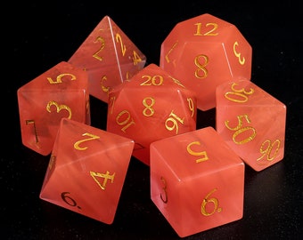 Watermelon Red DnD Dice Set |Gemstone Dnd Dice Set| Dungeons and Dragons Tabletop Gaming RPG DND Role Polyhedra Gming Dice Set