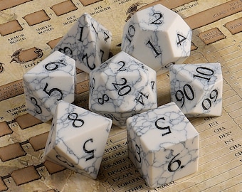White Turquoise DnD Dice Set | Howlite Stone Dnd Dice Set| Dungeons and Dragons Tabletop Gaming RPG DND Role Polyhedra Gming Dice Set