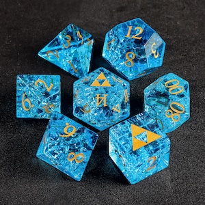 Dnd Dice Set Blast Blue Set -Dnd Gift  RPG Game Zelda Triforce Style| Dungeons and Dragons Tabletop Gaming RPG DND Role Polyhedra Gming
