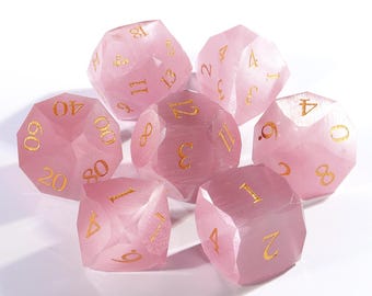 Full Set Pink Cat's Eyes Dnd Dice Set | Star Faceset Multi-faceted Prism Glass Dice|Fantastic Dnd Glass Dice Set |Gemstone Dice Set|