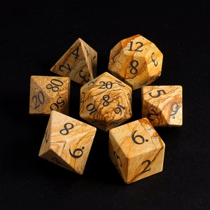 Natural African Picture Stone Dice Set| Desert Stone Dice Set |Stone Dungeons and Dragons Tabletop RPG Game MTG Role Polyhedral Dice Set