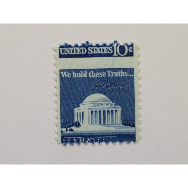 1973 US Postage Stamp, Jefferson Memorial, 10 Cents, Scott #1520 Misperf Error